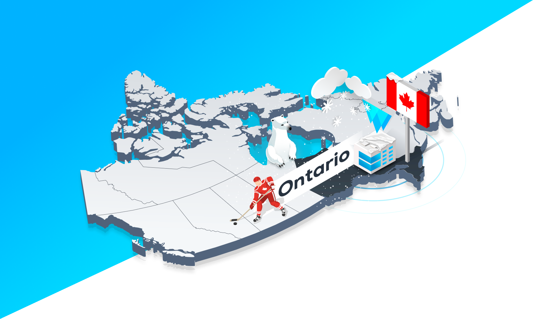 Canada map with Ontario highlighted.